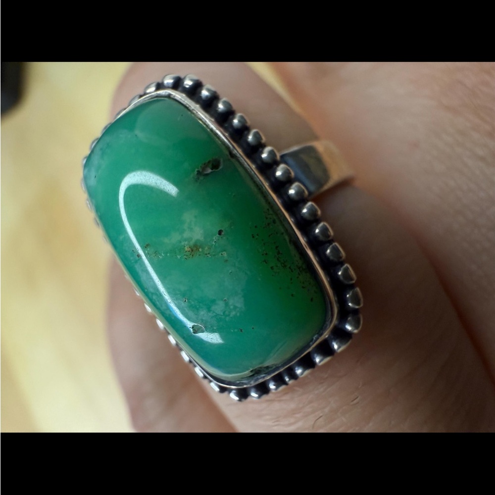Sterling Silver Chrysoprase Ring